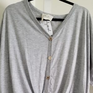 Boutique button front tie front top